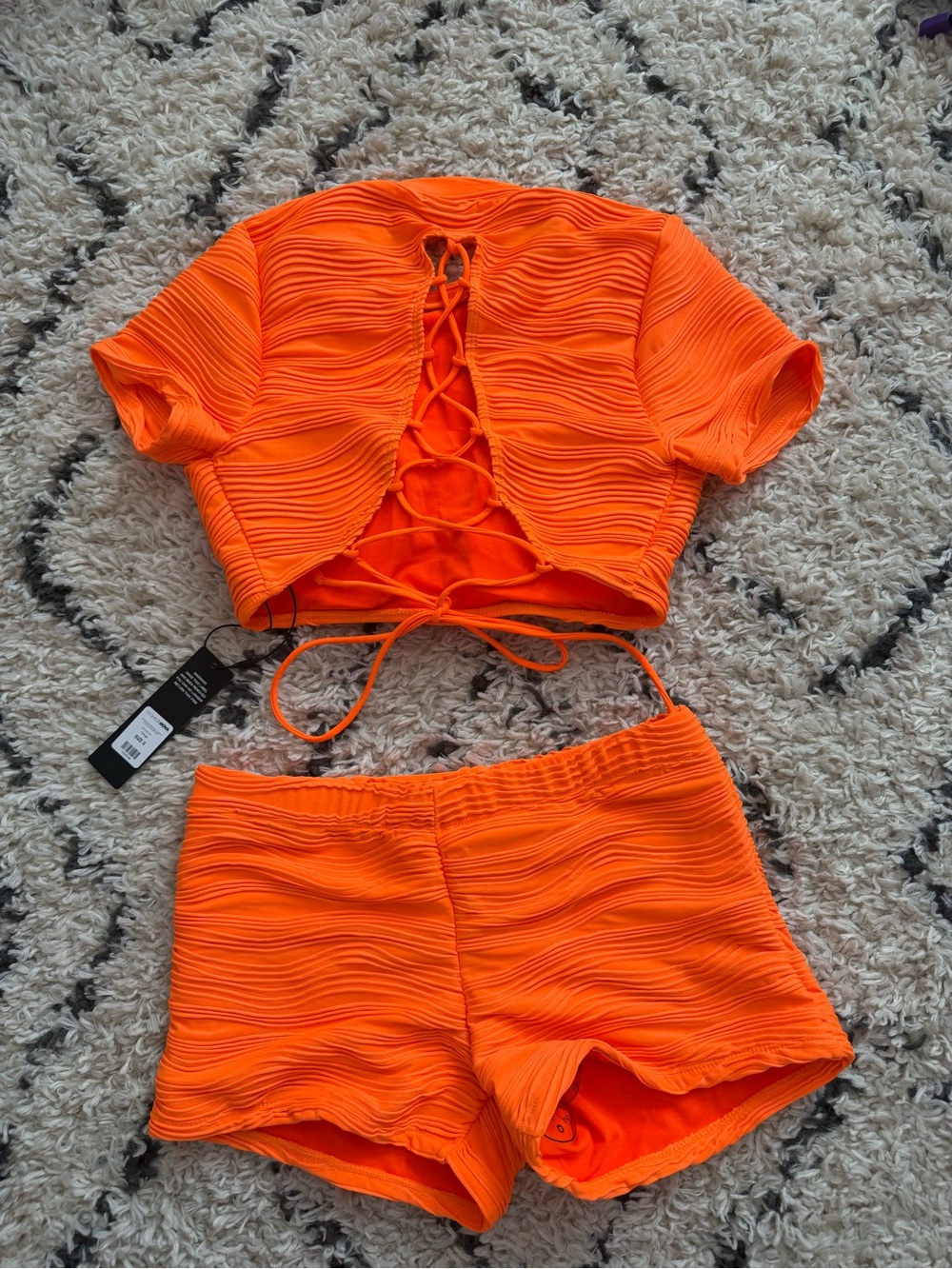 Fashion Nova Neon Orange Swim or Festival Set